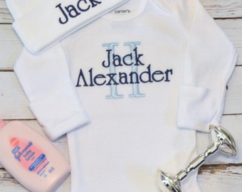 baby boy coming home outfit newborn personalized sleeper etsy