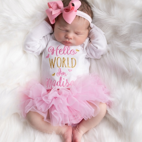 Baby Girl Coming Home Outfit Baby Girl Clothes Personalized Etsy