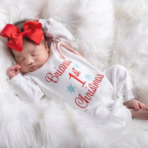 Baby Girl First Christmas Outfit Personalized Baby Girl Etsy