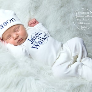 Baby Boy Coming Home Outfit Baby Boy Clothes Newborn Boy Clothes Baby Boy Gift Personalized Outfit Baby Boy Gift Set Baby Boy Hat