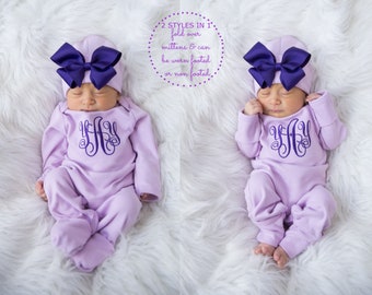 Newborn Girl Coming Home Outfit Newborn Girl Clothes Personalized Baby Girl Gift Personalized Baby Girl Outfit  Baby Girl Sleeper