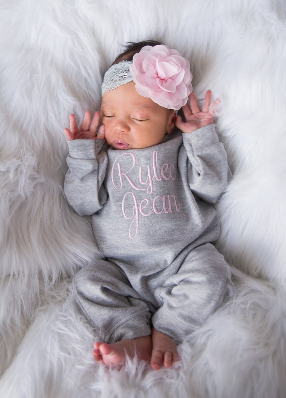 Ropa de niña Bebé Traje de regreso a casa para niña Regalo de niña Traje  personalizado Traje de niña recién nacida Sombrero de niña recién nacida  Ropa de niña recién nacida 