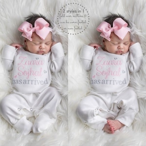 Newborn Girl Coming Home Outfit Newborn Girl Clothes Personalized Baby Girl Gift Personalized Baby Girl Outfit Baby Girl footie and headband
