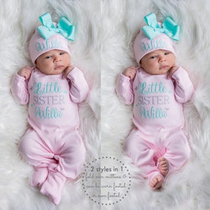 Baby Girl Coming Home Outfit Baby Girl Outfit Little Sister Outfit Personalized Baby Girl Outfit Baby Girl Gift Newborn Girl Outfit