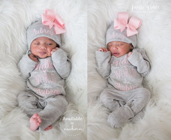 Newborn Girl Coming Home Outfit Newborn Girl Clothes Personalized Baby Girl  Gift Personalized Baby Girl Outfit Baby Girl Sleeper Preemie 