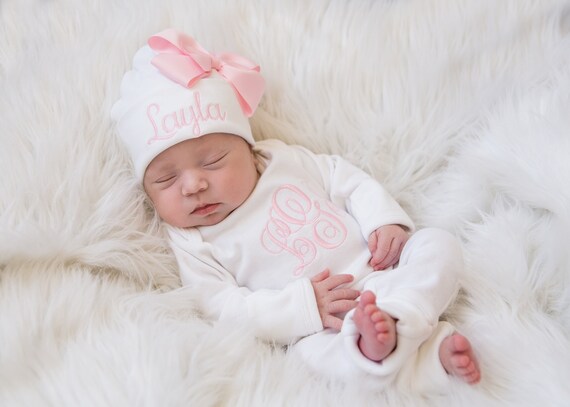 Barboteuse été Pour Bébé Fille - En Coton Doux Avec Imprimé Cœur Et Nœud - Bandeau Inclus - Tailles 0-3 à 6-9 Mois - 7