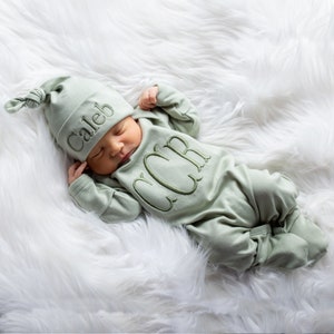 Baby Boy Clothes Baby Boy Coming Home Outfit Baby Boy Gift Newborn Boy Outfit Baby Shower Gift For Boy Newborn Hat Newborn Gift - Sage