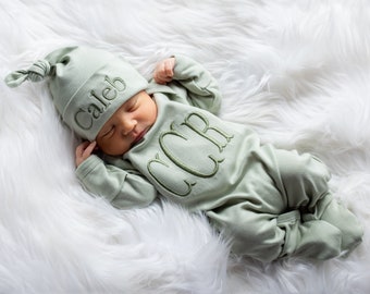 Baby Boy Clothes Baby Boy Coming Home Outfit Baby Boy Gift Newborn Boy Outfit Baby Shower Gift For Boy Newborn Hat Newborn Gift - Sage