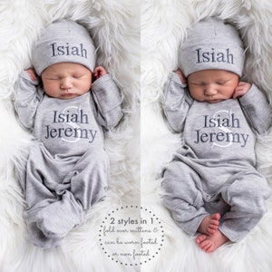 Baby Boy Clothes Baby Boy Coming Home Outfit Baby Boy Gift Newborn Boy Outfit Monogrammed Baby Boy Outfit Newborn Hat Newborn Gift