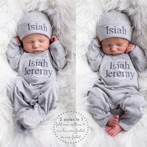 Baby Boy Clothes Baby Boy Coming Home Outfit Baby Boy Gift Newborn Boy Outfit Monogrammed Baby Boy Outfit Newborn Hat Newborn Gift