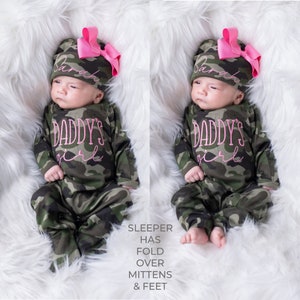 Newborn Girl Clothes Baby Girl Gift Baby Girl Personalized Outfit Baby Shower Gift Daddy's Girl Hospital Outfit Coming Home Outfit Camo