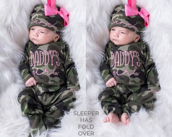 Newborn Girl Clothes Baby Girl Gift Baby Girl Personalized Outfit Baby Shower Gift Daddy's Girl Hospital Outfit Coming Home Outfit Camo