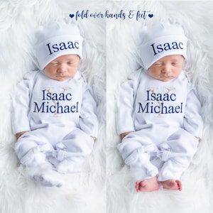 Baby Boy Clothes Baby Boy Coming Home Outfit Baby Boy Gift Newborn Boy Outfit Monogrammed Baby Boy Outfit Newborn Hat Newborn Gift