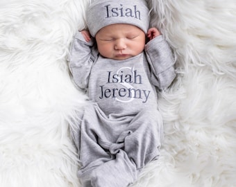 Newborn Boy Clothes Newborn Boy Coming Home Outfit Baby Boy Gift Newborn Boy Outfit Monogrammed Baby Boy Outfit Newborn Hat Newborn Gift