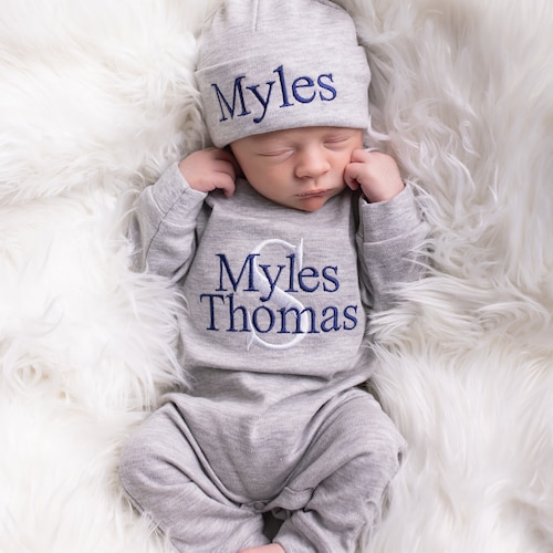 Baby Boy Coming Home Outfit Newborn Personalized Romper Etsy