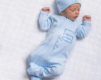 Baby Boy Clothes Baby Boy Coming Home Outfit Newborn Boy Outfit Gift For Newborn Boy Custom Outfit With Name Newborn Hat Hospital Outfit