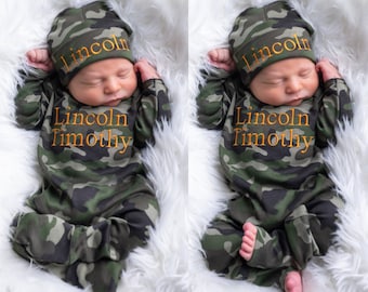 Newborn Boy Clothes, Newborn Boy Coming Home Outfit, Baby Camo Outfit, Baby Boy Gift, Newborn Boy Outfit,  Newborn Hat, Baby Shower Gift