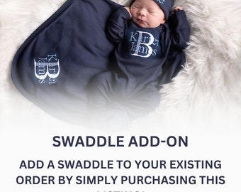 Swaddle Add - On For Current Orders Only - Navy Name and Initial Design