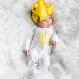Baby Girl Coming Home Outfit Baby Girl Clothes Personalized Baby Gift Baby Shower Gift For Girl  Baby Girl Outfit Newborn Headband