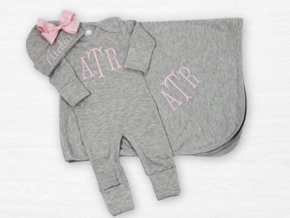 Baby Girl Coming Home Outfit, Baby Girl Clothes, Personalized Baby Girl Gift,  Newborn Girl Clothes, Newborn Girl Outfit, Newborn Hat 