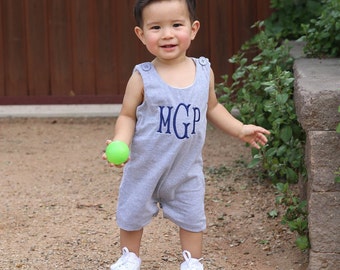 Boys Monogrammed Jon Jon, Boys Bubble Romper,  Boys Summer Romper, Boys Summer Clothing, Toddler Boy Summer Clothing,