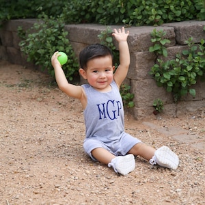 Boys Monogrammed Jon Jon Boys Bubble Romper Boys Summer - Etsy