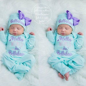 Newborn Girl Coming Home Outfit Newborn Girl Clothes Personalized Baby Girl Gift Personalized Baby Girl Outfit Baby Girl Sleeper