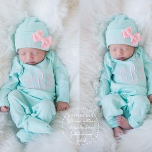 Newborn Girl Coming Home Outfit Newborn Girl Clothes Baby Girl Clothes Baby Girl Outfit Bay Girl Gift Personalized Outfit Newborn Girl Hat