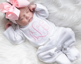 Baby Girl Coming Home Outfit Baby Girl Clothes Personalized Baby Girl Gift Personalized Baby Girl Outfit Newborn Girl Clothes Newborn Hat
