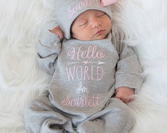 Newborn Girl Coming Home Outfit Newborn Girl Outfit Baby Girl Coming Home Outfit Baby Girl Clothes Newborn Girl Headband Baby Girl Romper