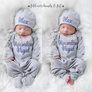 Baby Boy Clothes Baby Boy Coming Home Outfit Baby Boy Gift Newborn Boy Outfit Monogrammed Baby Boy Outfit Newborn Hat Newborn Gift