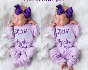 Baby Girl Coming Home Outfit, Baby Girl Clothes, Personalized Baby Girl Gift, Newborn Girl Outfit, Little Sister Outfit, Baby Shower Gift