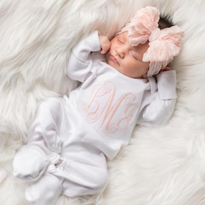 Personalized Gift For Baby Girl Baby Girl Coming Home Outfit Baby Girl Clothes Outfit Baby Girl Monogrammed Baby Girl Clothes Newborn Girl