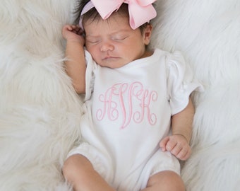 Baby Girl Clothes Baby Girl Coming Home Outfit Monogrammed Baby Girl Gift Baby Girl Summer Clothes Baby Girl Romper Baby Shower Gift