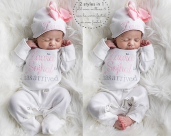 Newborn Girl Coming Home Outfit Newborn Girl Clothes Personalized Baby Girl Gift Personalized Baby Girl Outfit  Baby Girl Sleeper