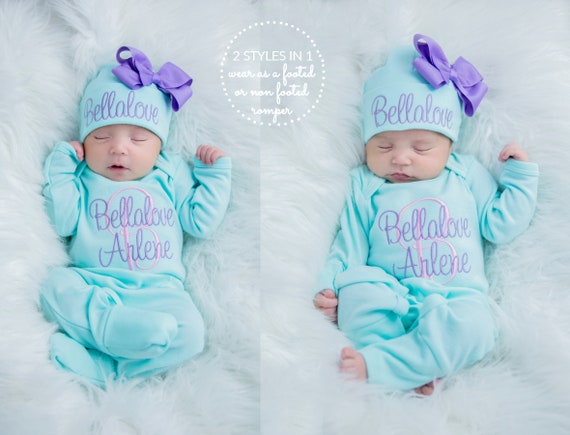 Newborn Girl Coming Home Outfit Newborn Girl Clothes Personalized