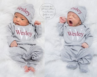 Baby Boy Coming Home Outfit Baby Boy Clothes Newborn Boy Coming Home Outfit Newborn Boy Clothes Baby Boy Gift  Personalized Newborn outfit