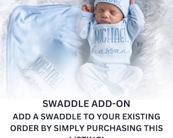 Matching Swaddle For Current Orders Only - Light Blue Theodore Font