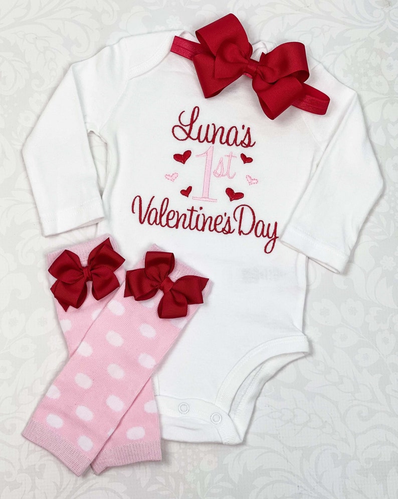 Baby Girl First Valentine/'s Day Outift Personalized Baby Girl First Valentine/'s Day Bodysuit Baby Girl Valentine/'s Day Clothing