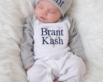 Baby Boy Coming Home Outfit Baby Boy Clothes Baby Boy Gift Personalized Outfit Baby Boy Hospital Outfit Baby Boy Hat Baby Boy Outfit