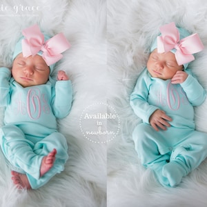 Newborn Girl Coming Home Outfit Newborn Girl Clothes Baby Girl Gift Personalized Newborn Girl Outfit Newborn Girl Hat Newborn Sleeper