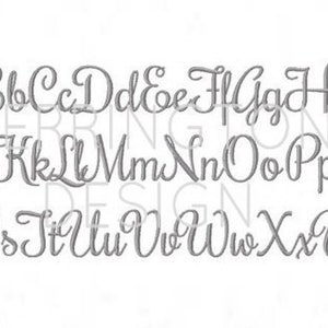 May include: A cursive alphabet in gray, with each letter shown twice, once in uppercase and once in lowercase. The letters are stylized with a flowing, elegant script.