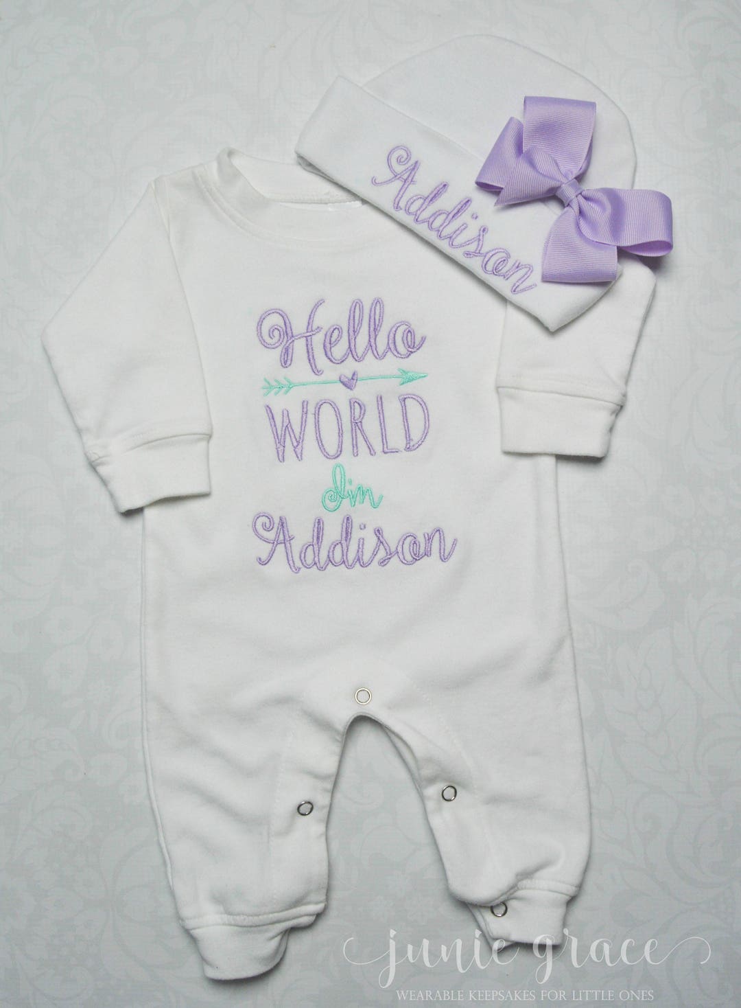 Newborn Girl Coming Home Outfit Newborn Girl Outfit Hello World Outfit ...