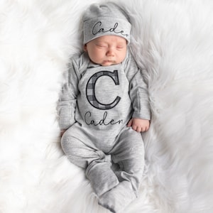 Baby Boy Clothes Baby Boy Gift Baby Boy Coming Home Outfit  Newborn Boy Outfit Personalized Baby Boy Outfit  Newborn Hat Baby Shower Gift