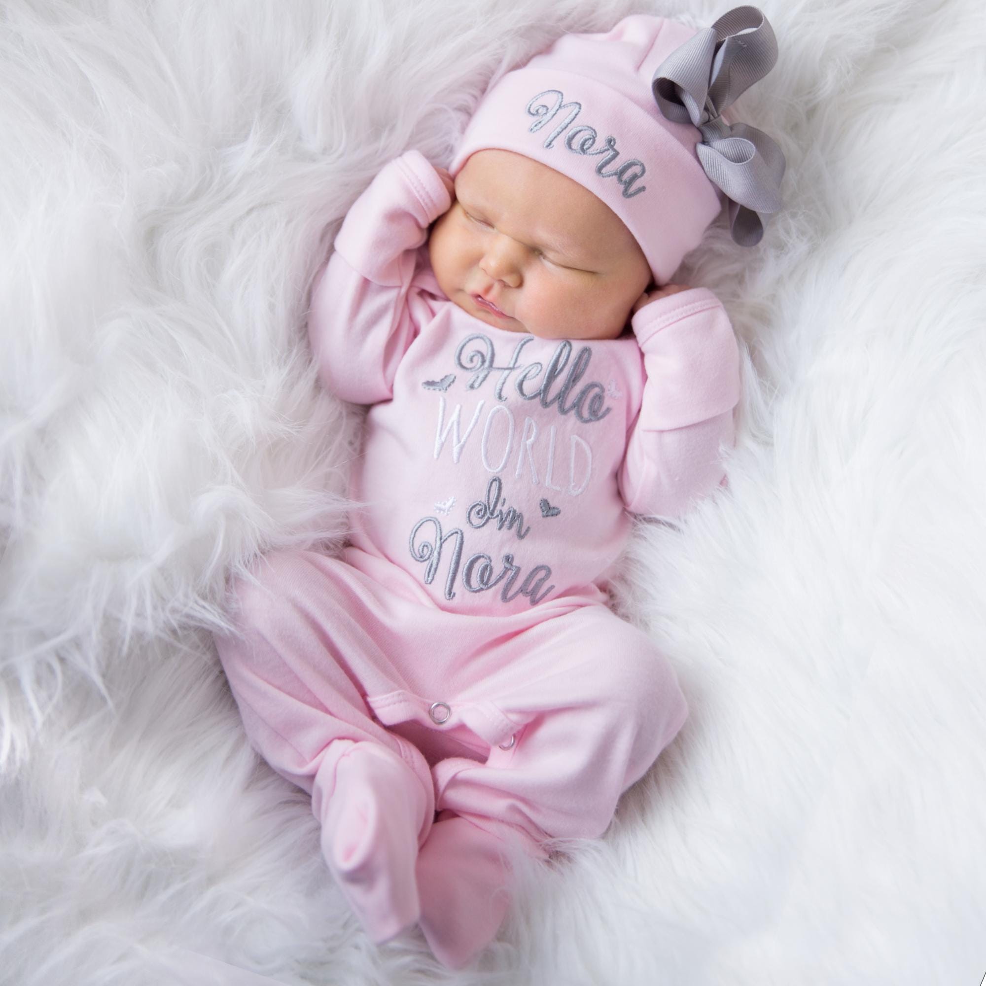 Baby Girl Coming Home Outfit Baby Girl Clothes Newborn Girl Outfit Baby Girl Gift Personalized Baby Girl Clothes Baby Girl Sleeper