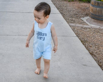 Boys Summer Clothing, Toddler Boy Summer Clothing, Boys Jon Jon, Boy Bubble Romper, Baby Boy Summer Clothing, Monogrammed Summer Clothes