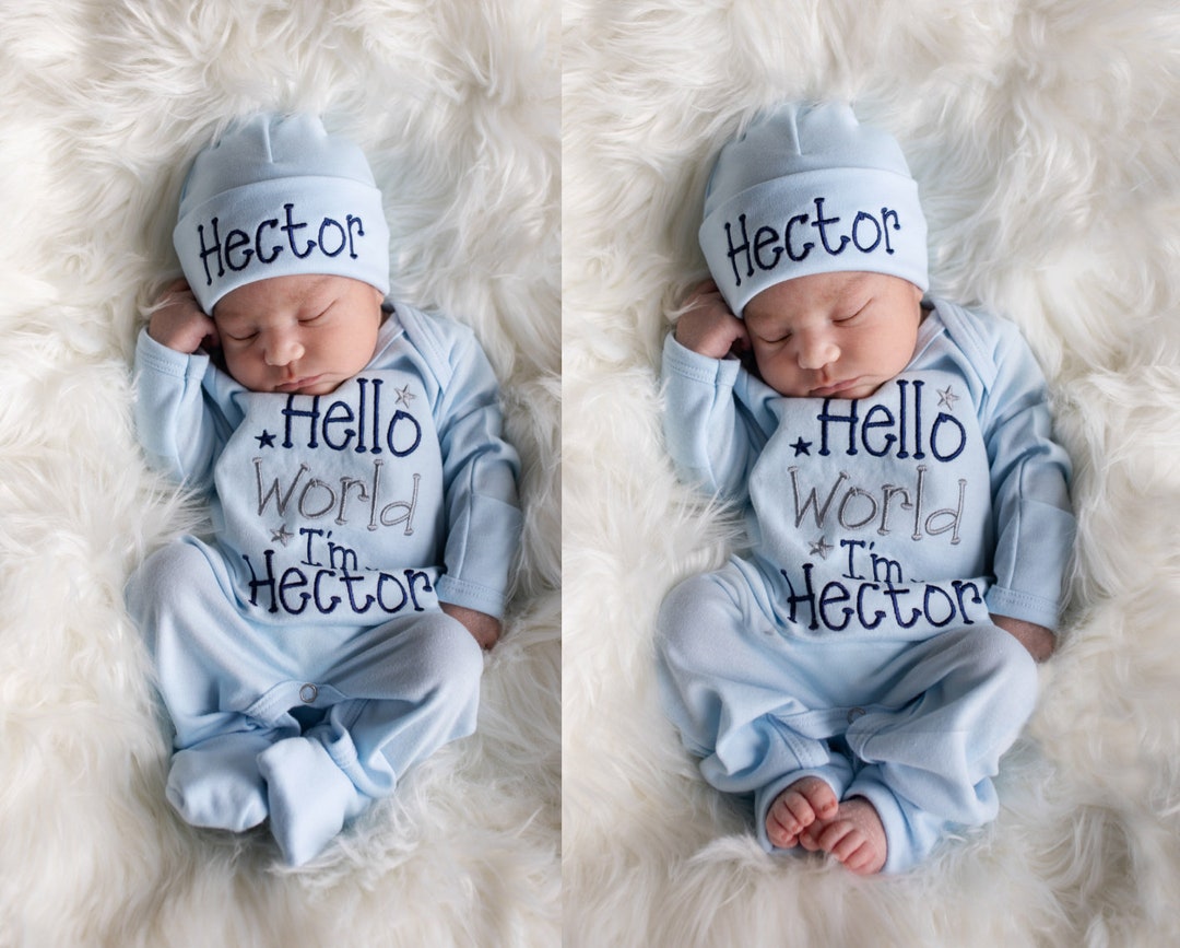 Buy Baby Boy Coming Home Outfit Baby Boy Clothes Baby Boy Gift Personalized  Baby Boy Outfit Hello World Outfit Baby Boy Convertible Sleeper Online in 