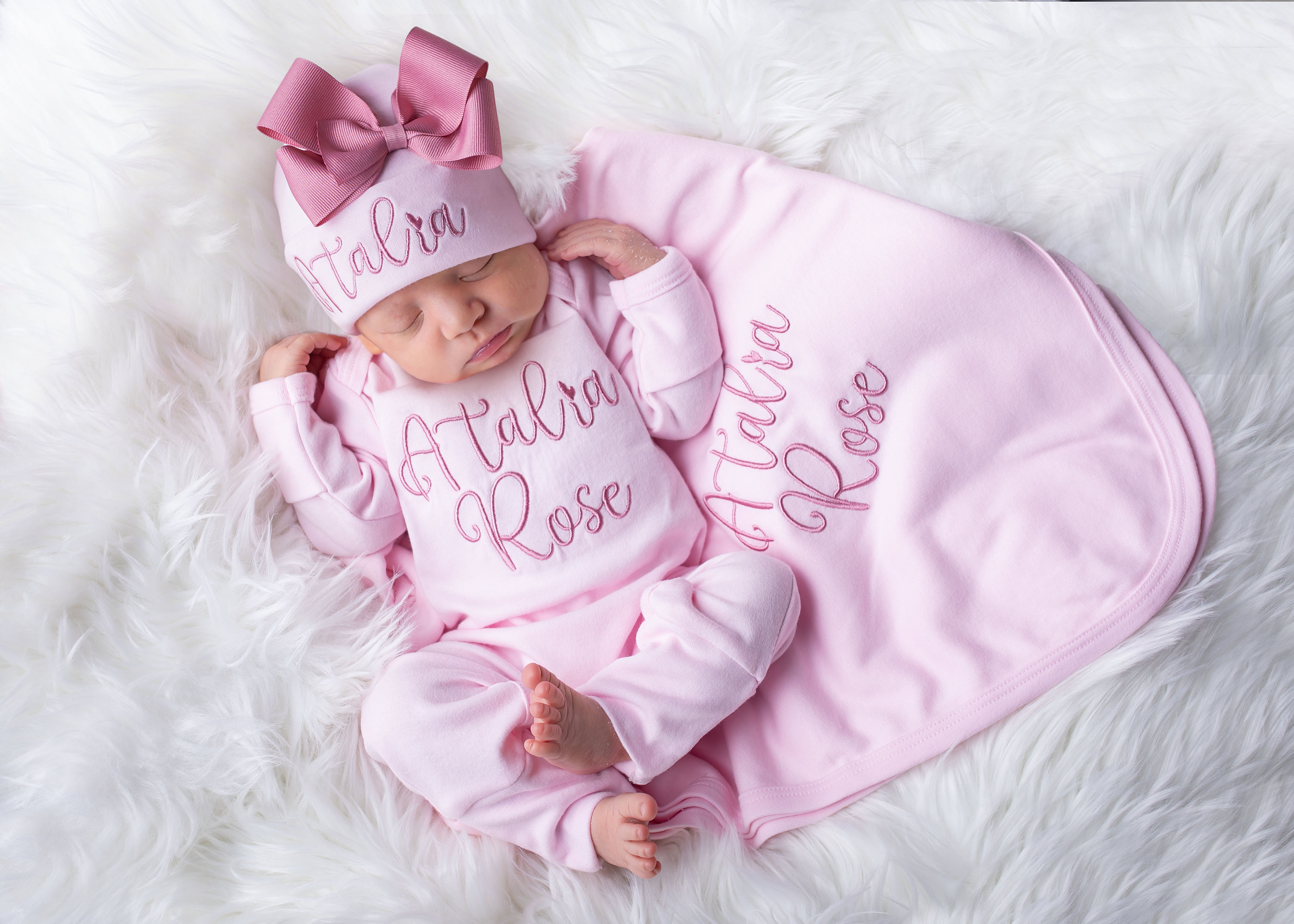 Infant girl going home outfit top
