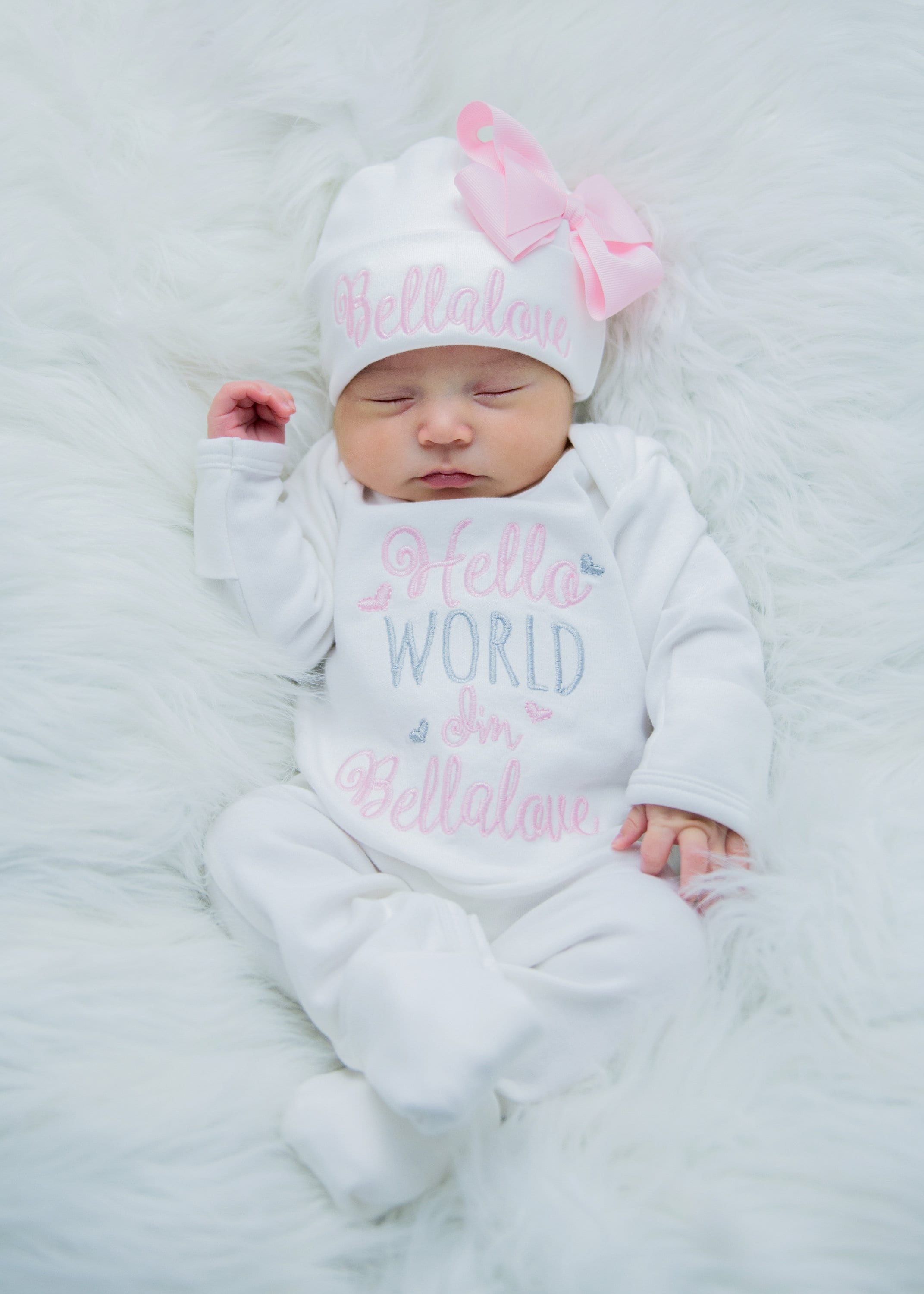 Bebé niña que viene a casa traje bebé niña ropa personalizada bebé niña  regalo personalizado bebé niña traje recién nacido niña ropa recién nacido  sombrero -  México