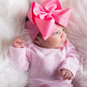 Newborn Girl Outfit Personalized Baby Girl Gift Newborn Big Bow Headband Personalized Newborn Girl Outfit Baby Shower Gift Baby Gift